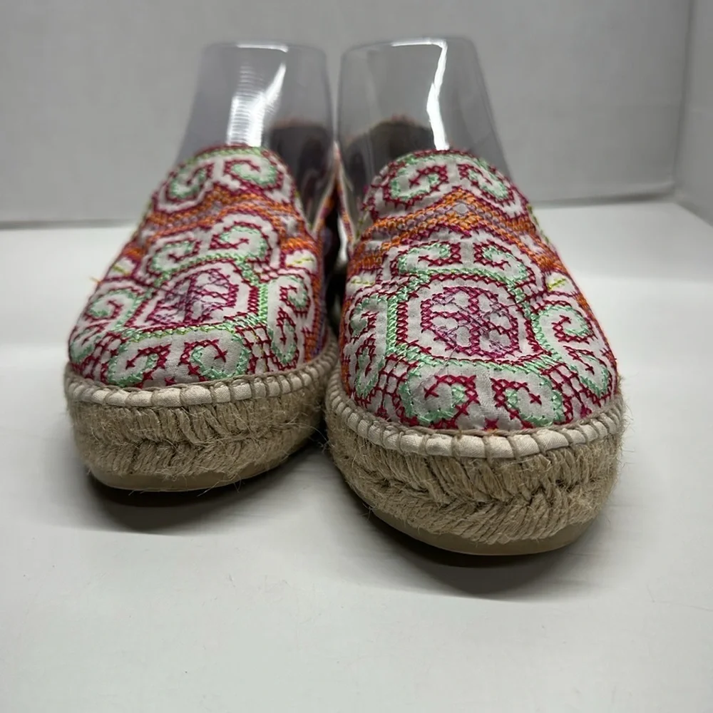Manebi Ibiza Espadrille Shoe Cross Stitch Floral Colorful Slip On Shoes Size 37
